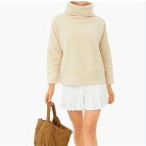 Tuckernuck Rollins Funnel Neck Pullover Sweatshirt Tan Teddy Fleece Sherpa SMALL